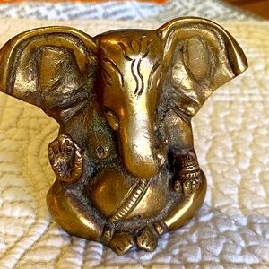 Brass big eared Ganesh statue